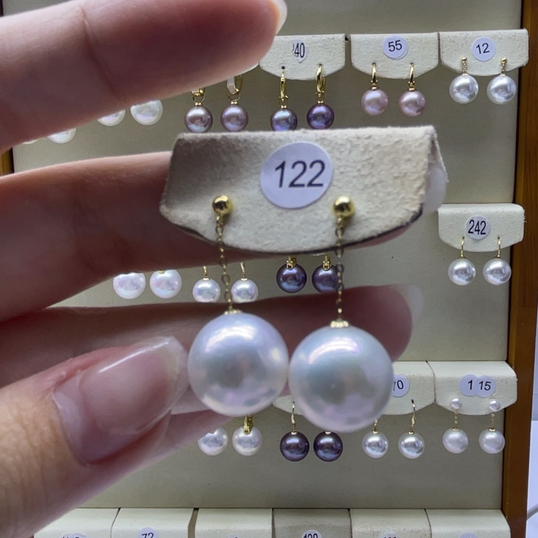 淡水珍珠耳饰18K金镶嵌