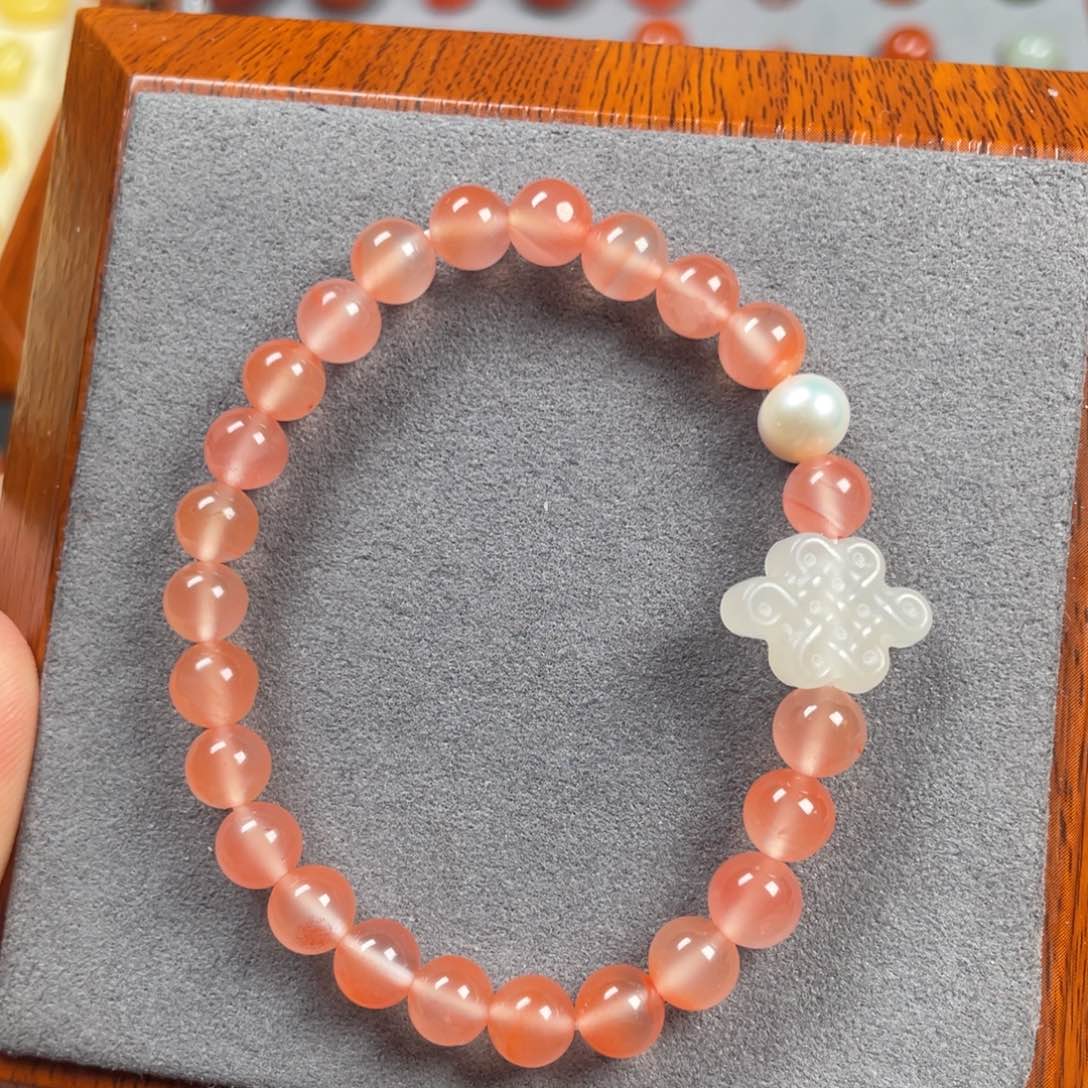 南红玛瑙未镶嵌冰粉单圈手串