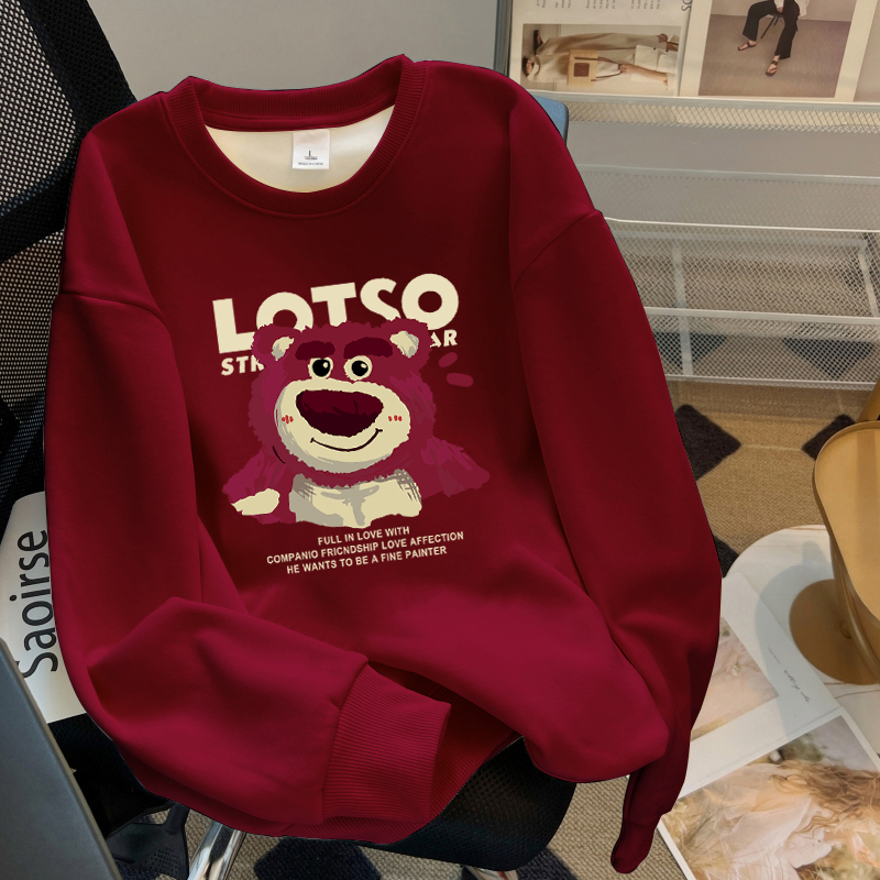 哺乳秋冬装2025新款卡通圆领加厚加绒时尚卫衣春秋冬产后喂奶上衣