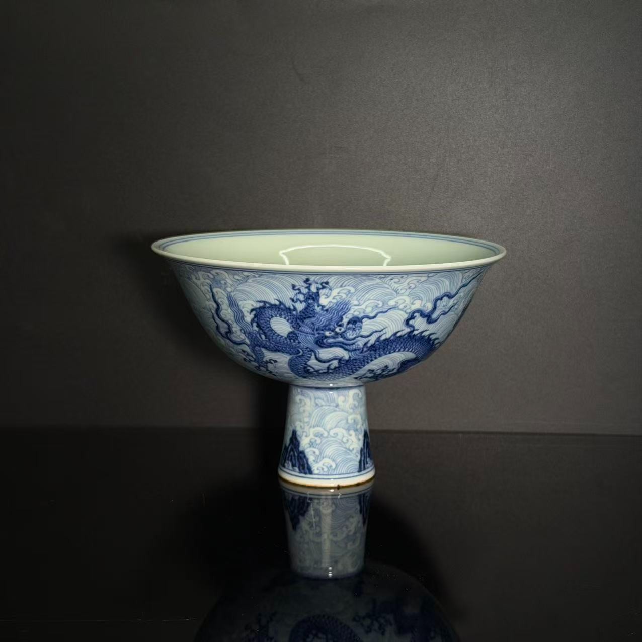 Lot27-明青花高足碗 直径15.5cm高10.5cm-YC11120022001068