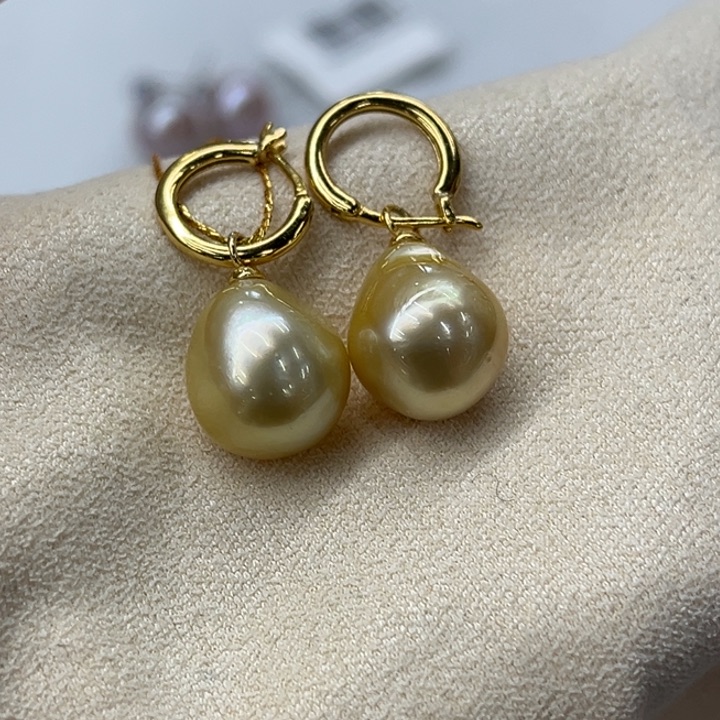 银S925镶嵌耳饰海水珍珠10-11mm