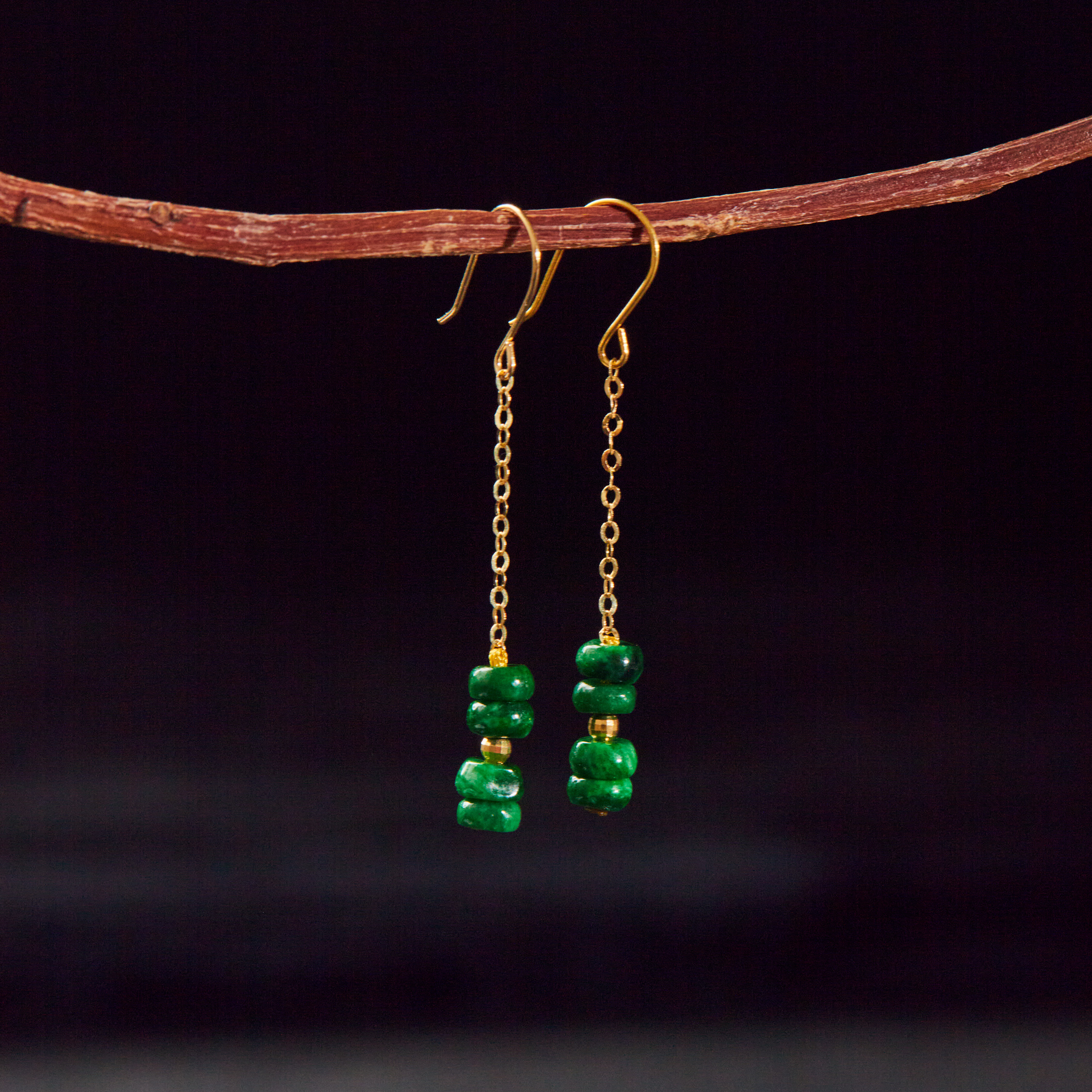 【云上雅岚】颜绪丨18K翡翠耳钩-多样性发一件-XYGD9991397-B