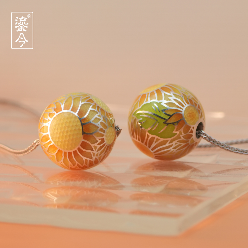 坠链均925银珐琅 鎏今珠向阳系列手工立体高温珐琅18mm