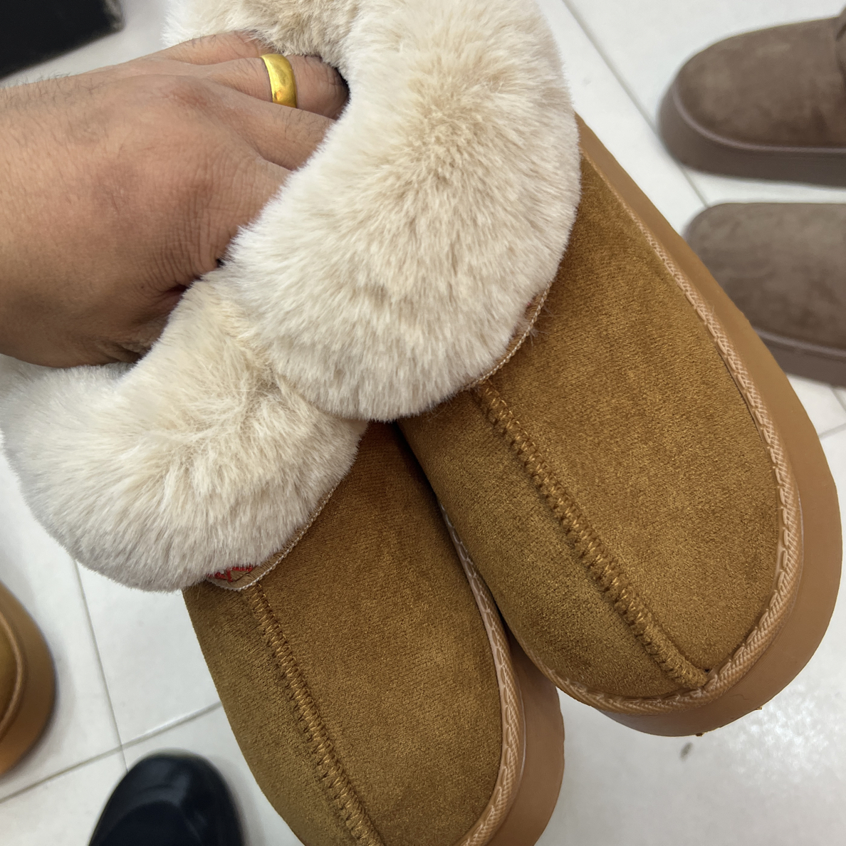 席乐5946毛口雪地靴加厚底加棉