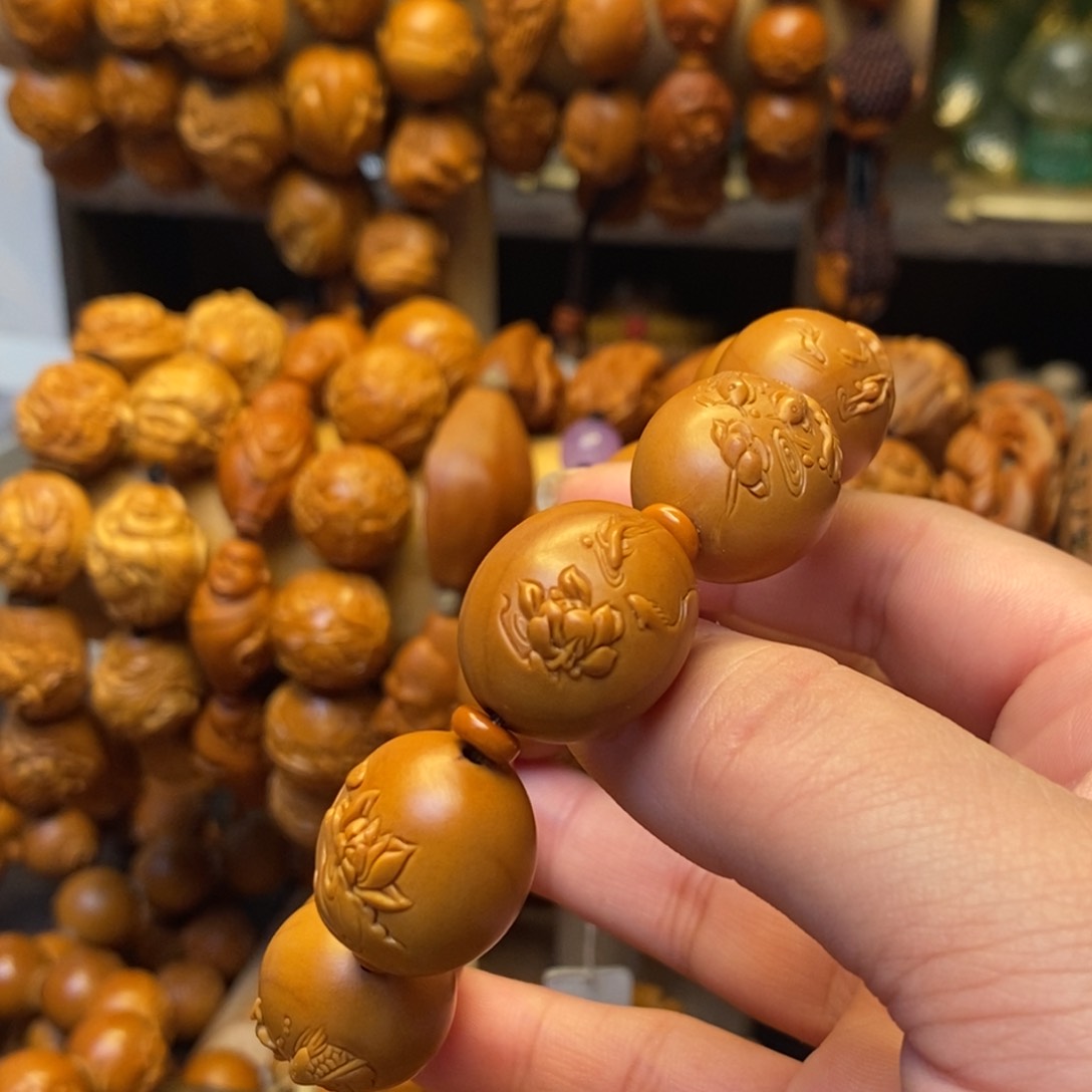 橄榄核手串/手链荷叶鱼