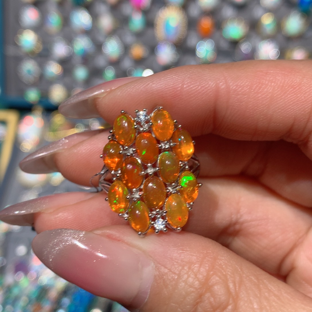 欧泊福利戒指银S925镶嵌