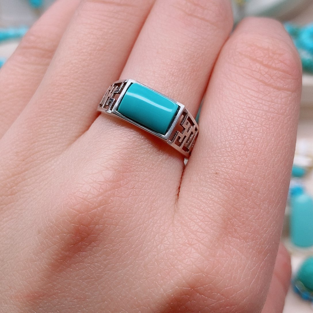 绿松石戒指银S925镶嵌