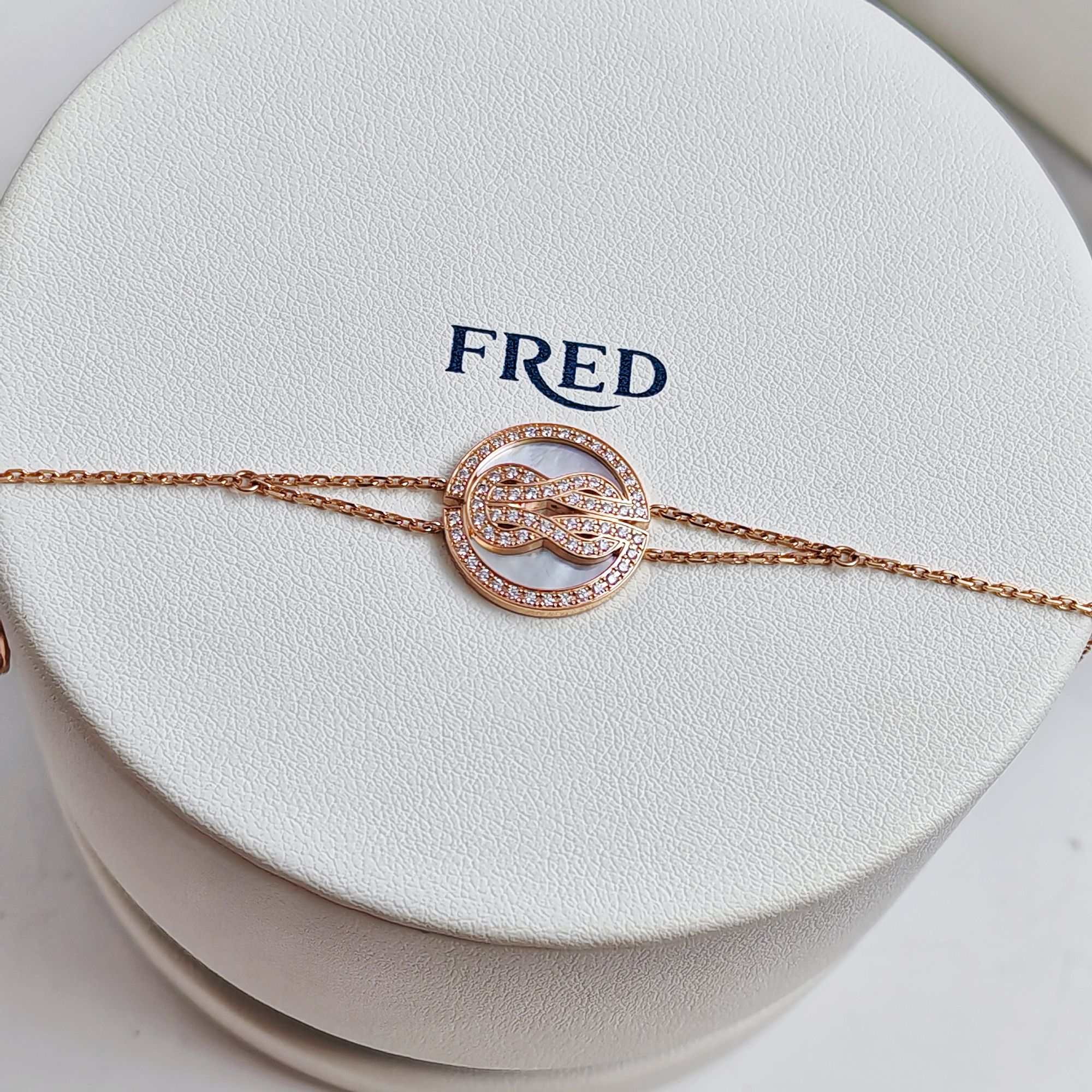 99新 FRED/斐登 LuckyMedals手链/K玫/17cm  XJ
