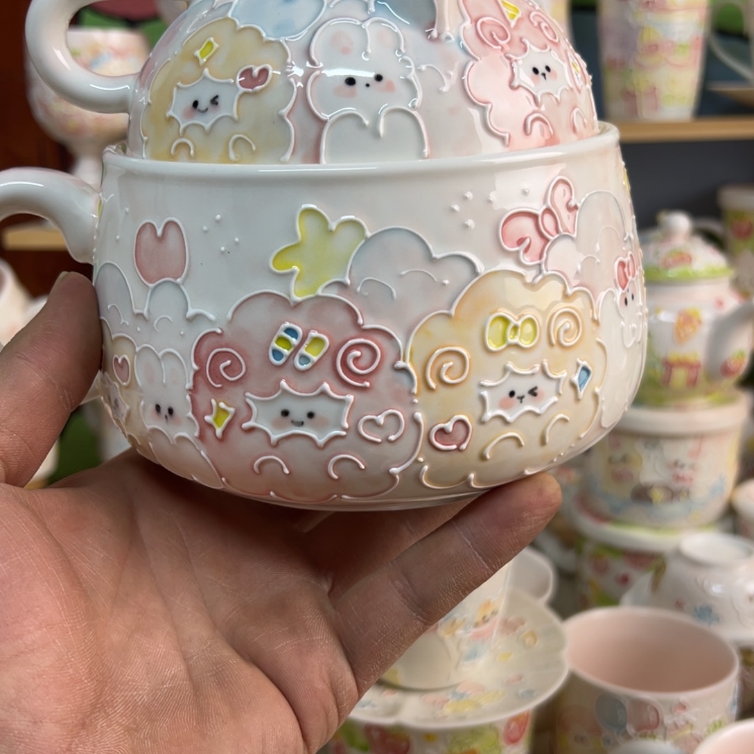 陶摆件景德镇高温釉下手绘陶瓷