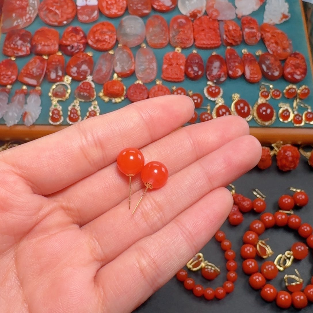 南红玛瑙南红18K金镶嵌