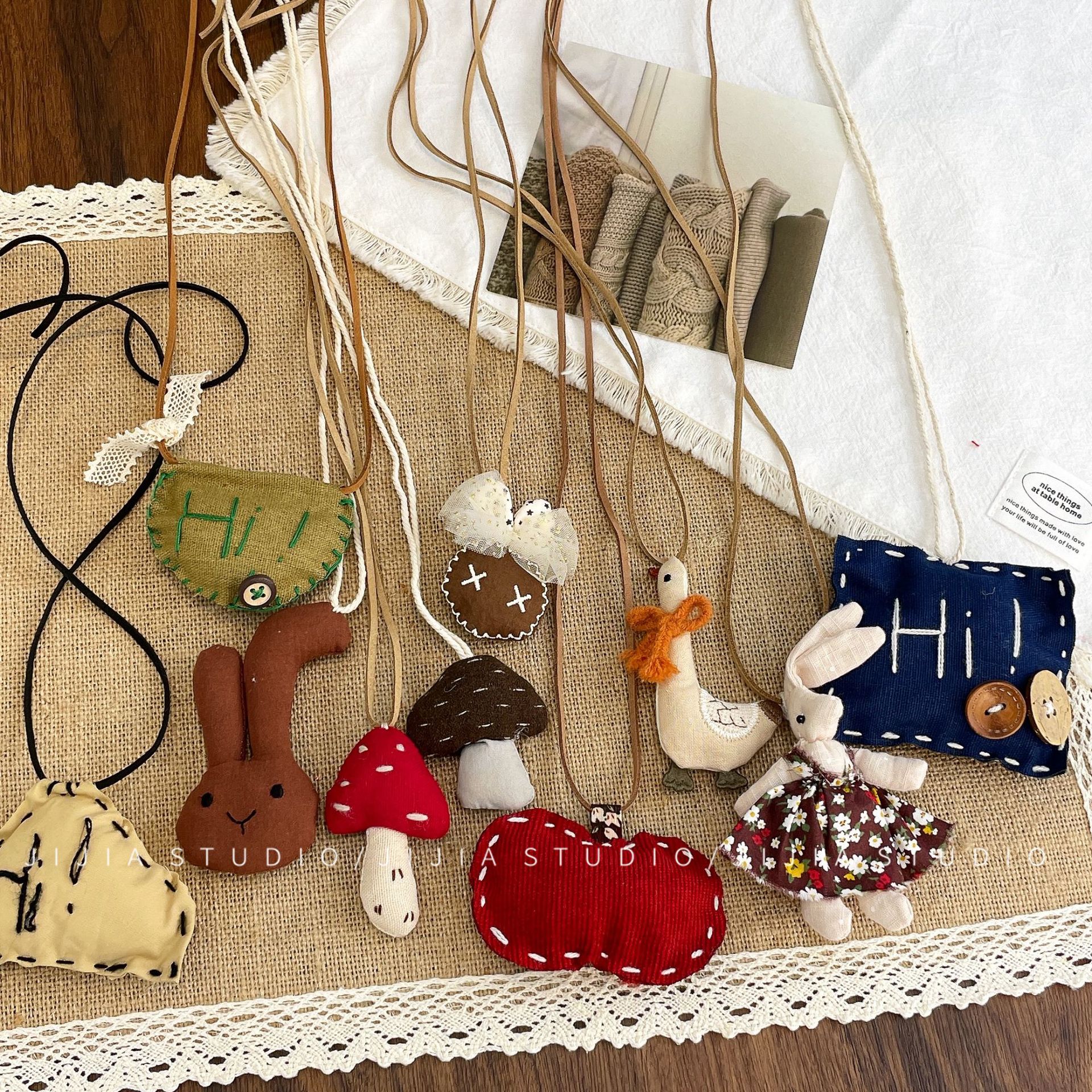 新款韩系手作布艺挂脖儿童项链可爱甜美衣服毛衣挂饰秋冬穿搭配饰