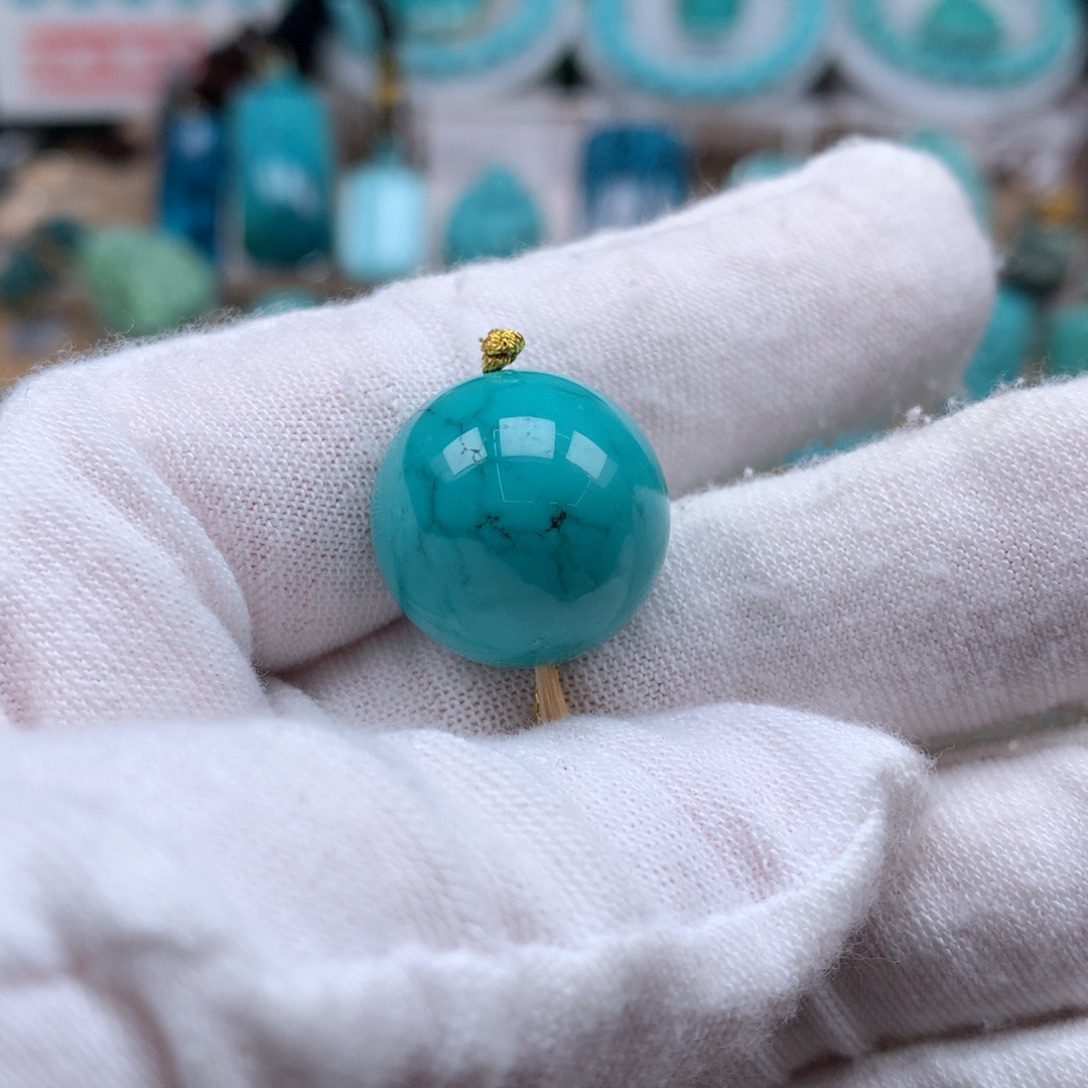 未镶嵌绿松石珠宝奇石17.8mm