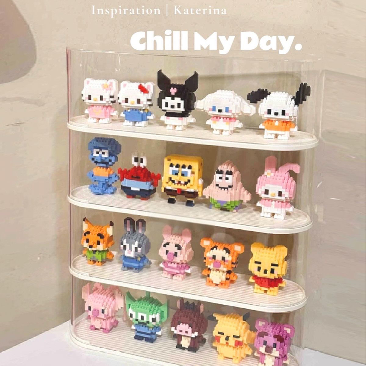 可爱卡通人物微颗粒益智力拼装积木玩具摆件礼物