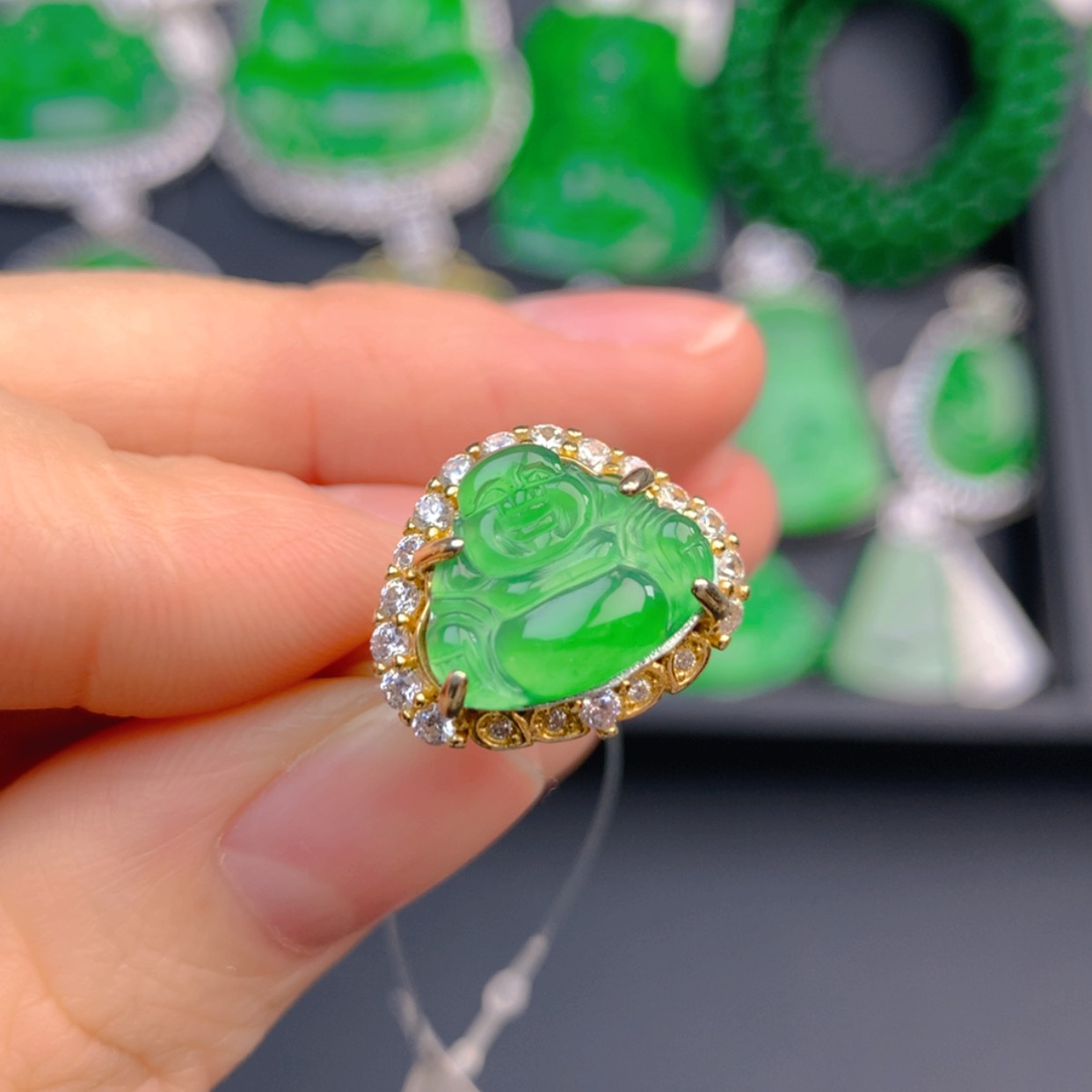 【闪购商品】翡翠戒指银S925镶嵌翡翠戒指