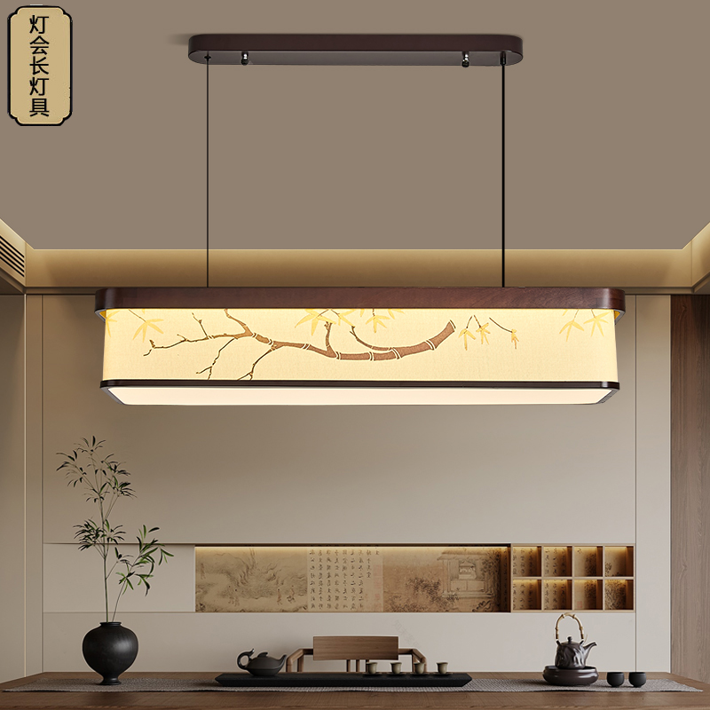 中古风餐厅吊灯宋式美学吊灯中式国风禅意餐厅茶室吧台长方形吊灯