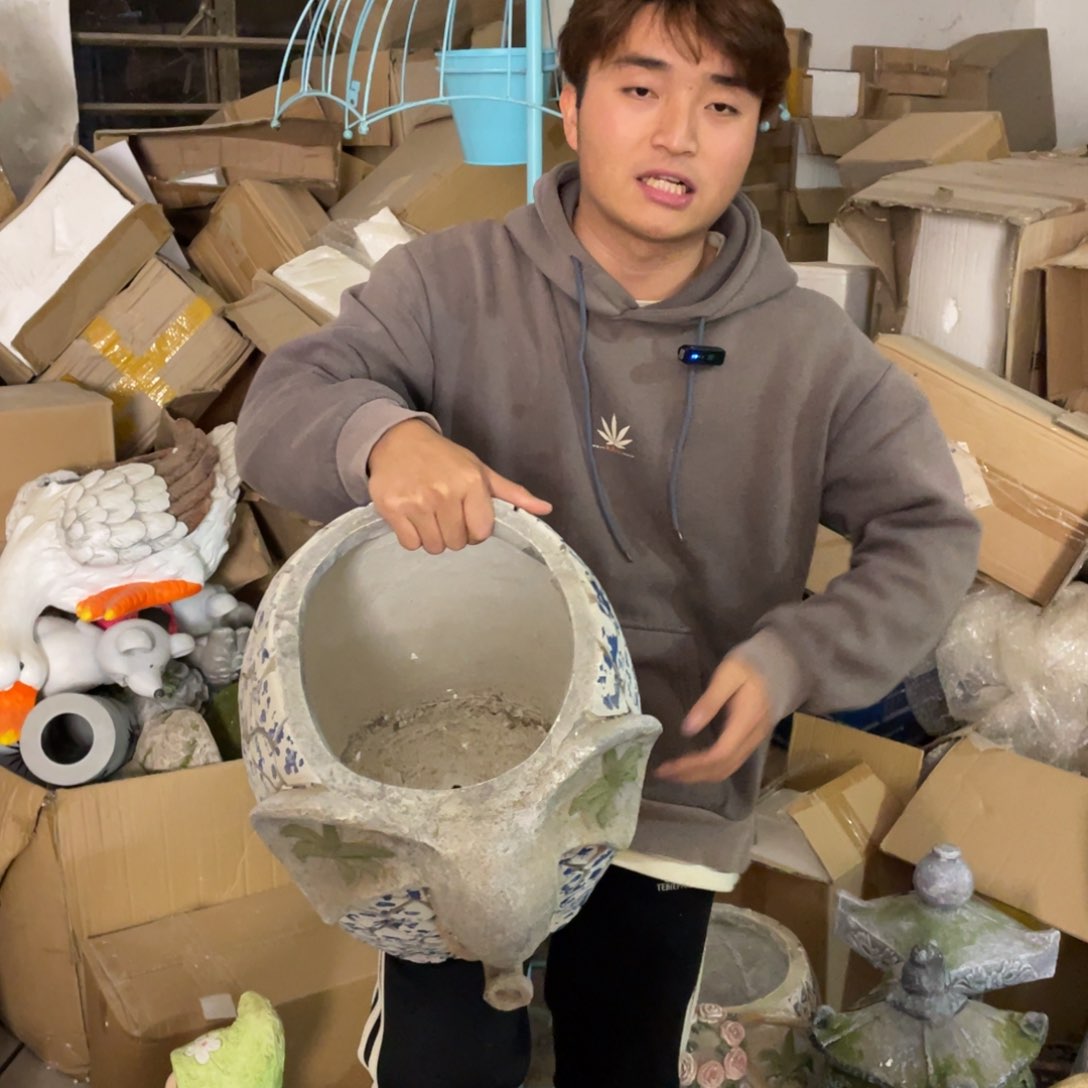 【闪购商品】陶瓷树脂摆件青花大象一对