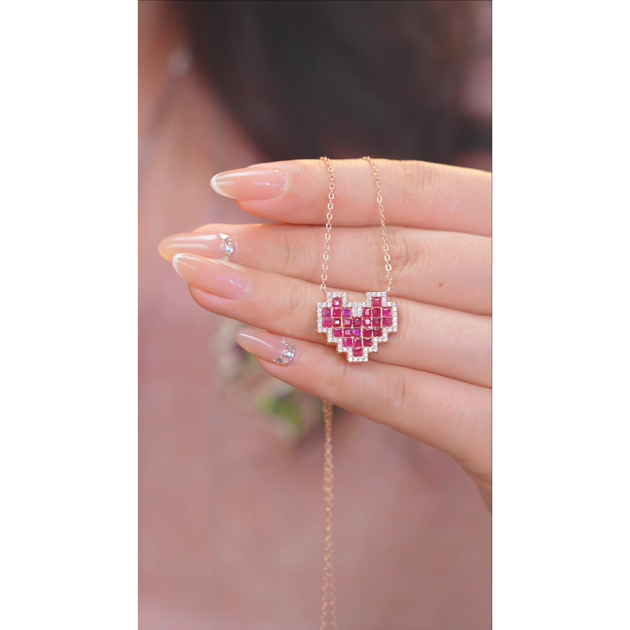 红宝石项链银S925镶嵌@@P0588