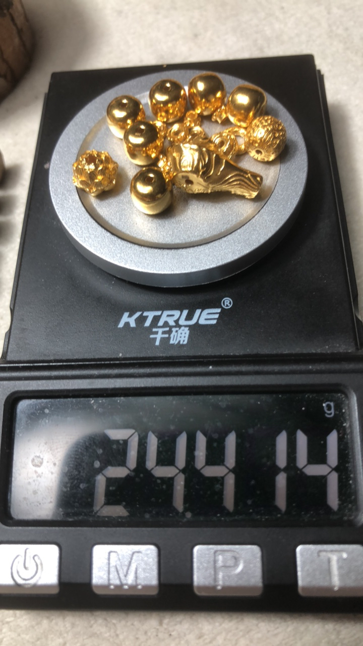 足金999三通背云隔珠黄金文玩配饰