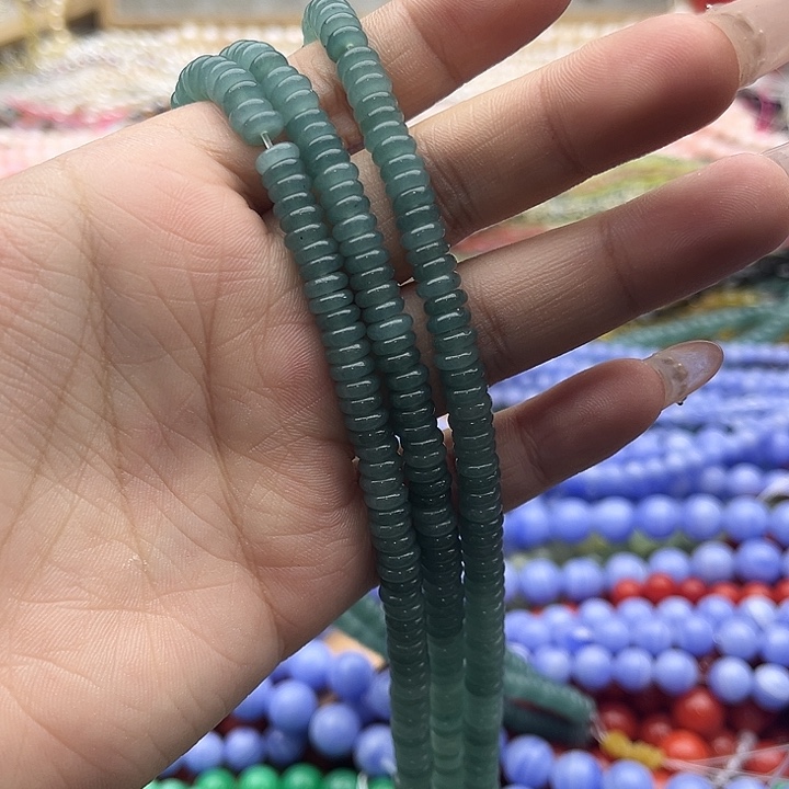 玛瑙/玉髓珠宝半成品未镶嵌一条6/2mm左右蓝水和田玉算盘珠