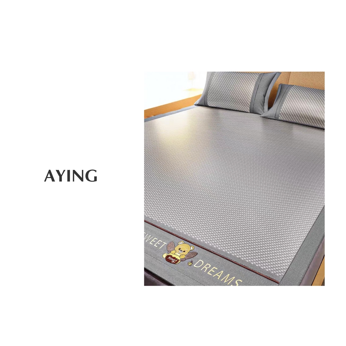 AYING    夏季冰丝藤席可水洗冷感凉席床单款三件套