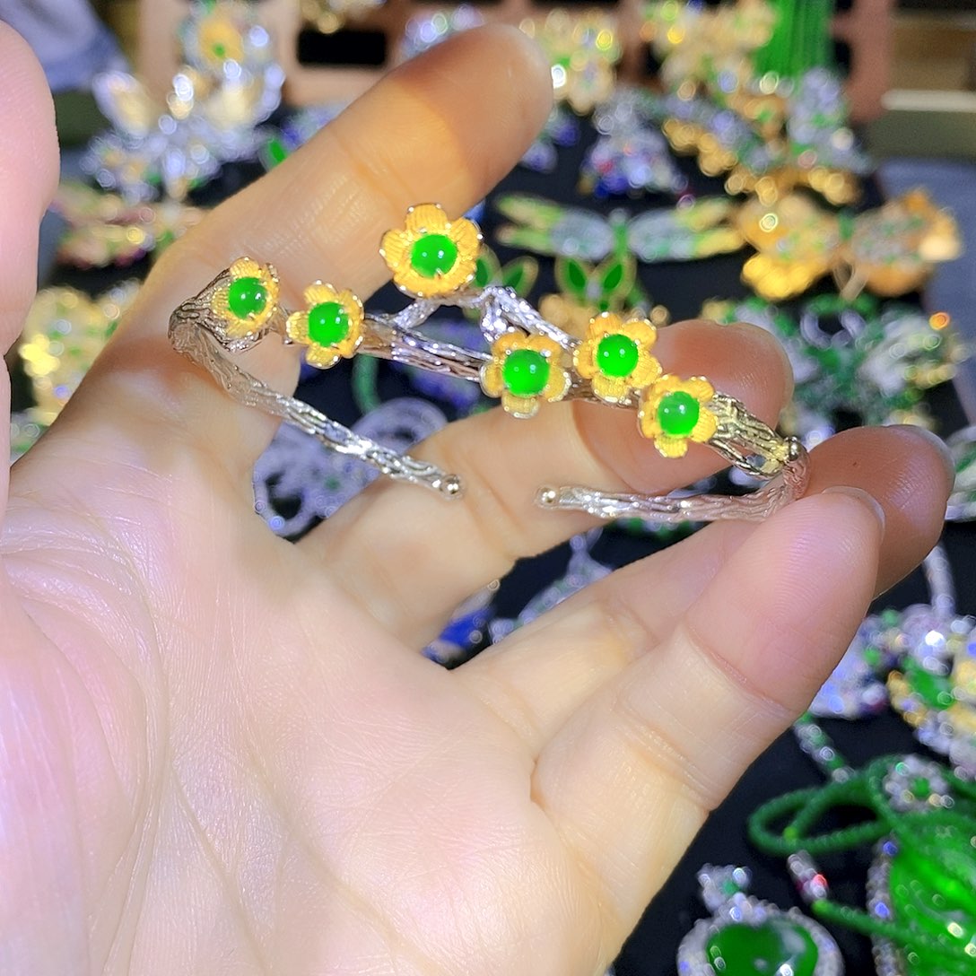 吊坠(不含链)银S925镶嵌翡翠