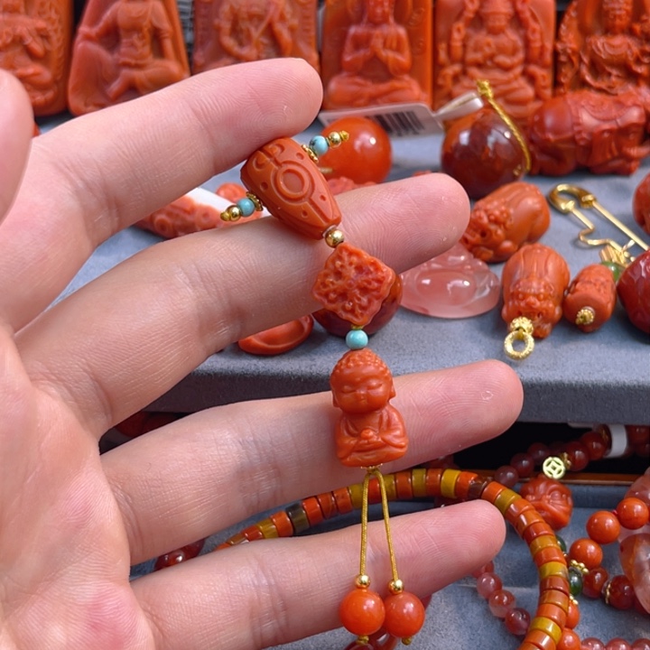 南红玛瑙多样性发一未镶嵌龙宝三通10mm