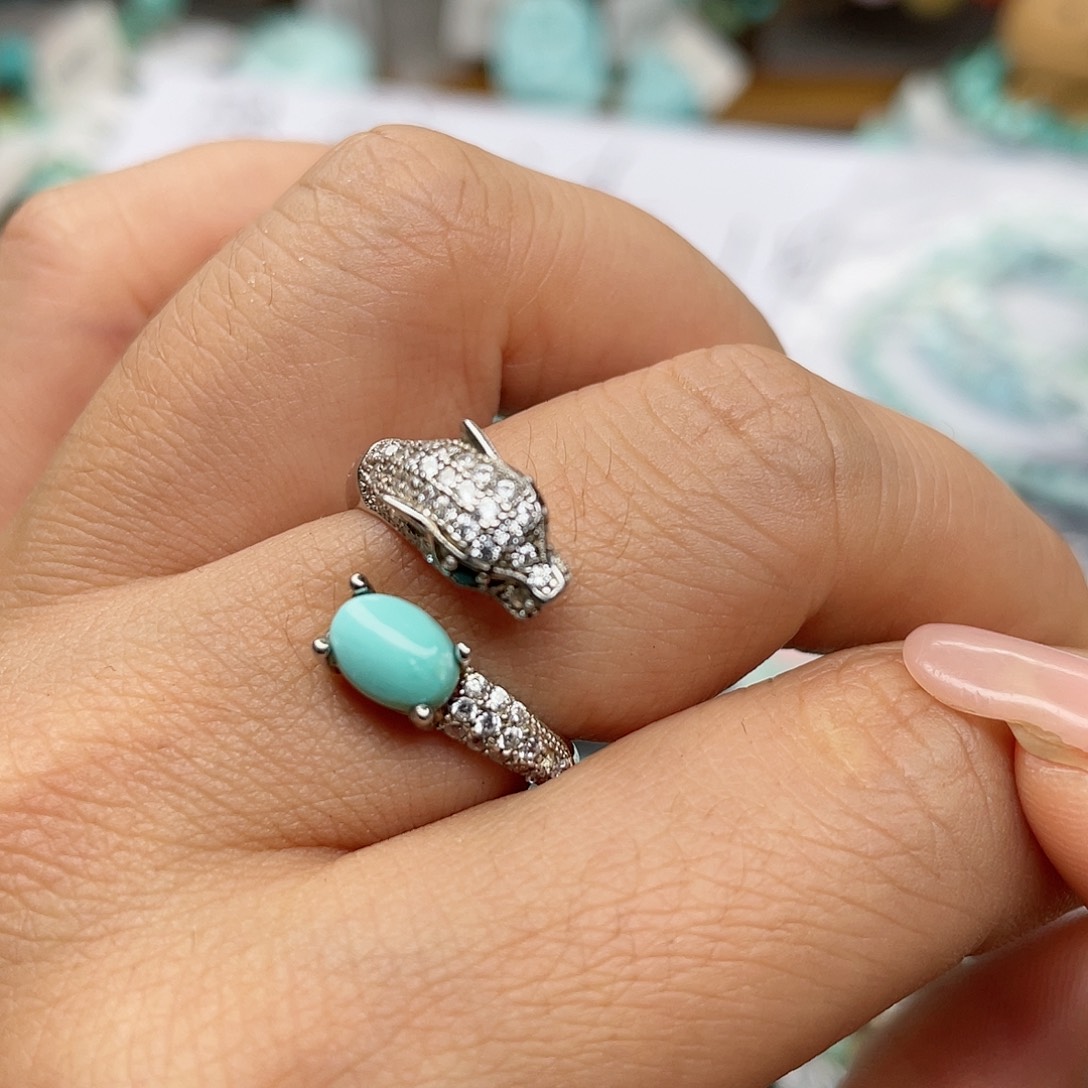 绿松石珠宝奇石银S925镶嵌