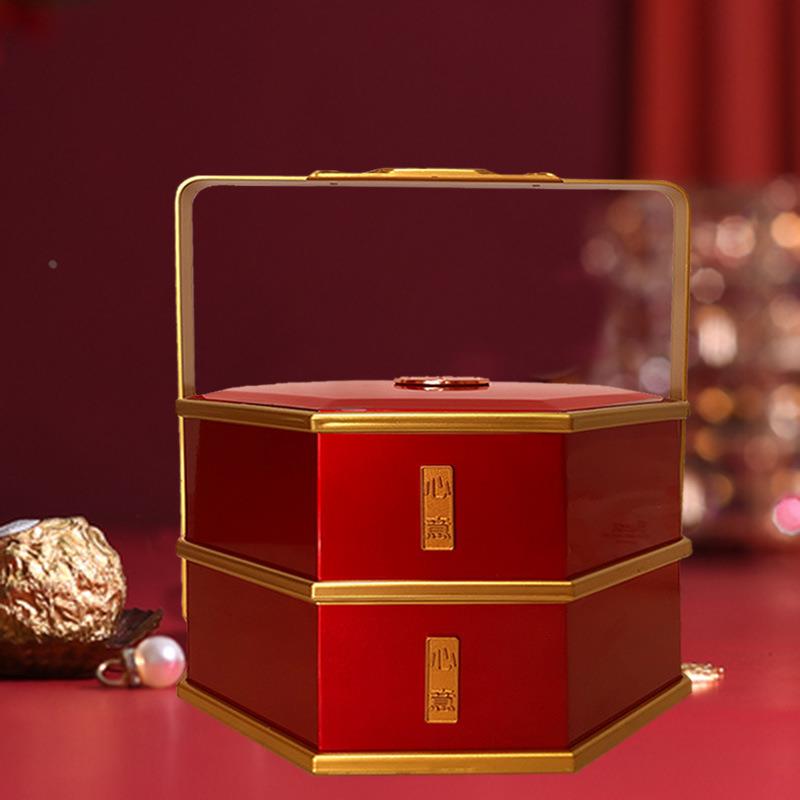 结婚嫁用随身饭盒高多层手提陪喜饺子盒中式新娘食盒出嫁圆形档