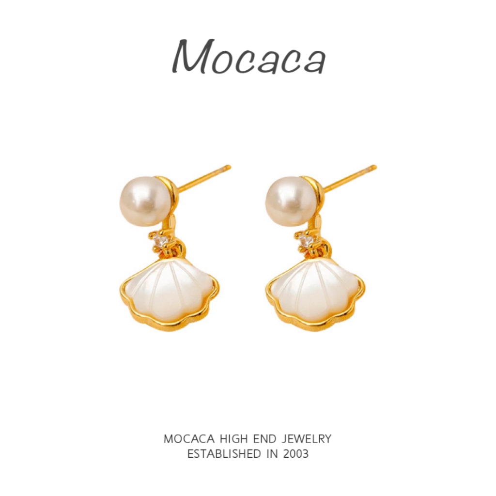 合金耳饰 MOCACA 弧面贝壳扇形小吊坠耳环 MAC80