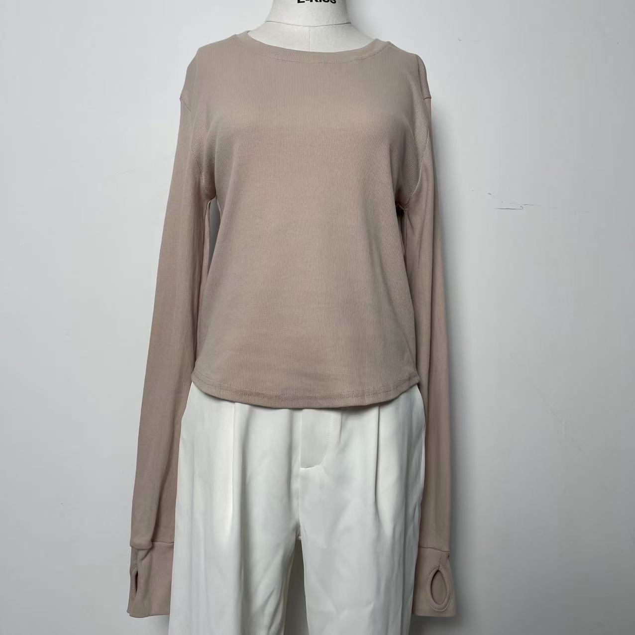 棉质均码扎染圆领长袖打底衫T恤女春秋新款设计感小众显瘦上衣潮