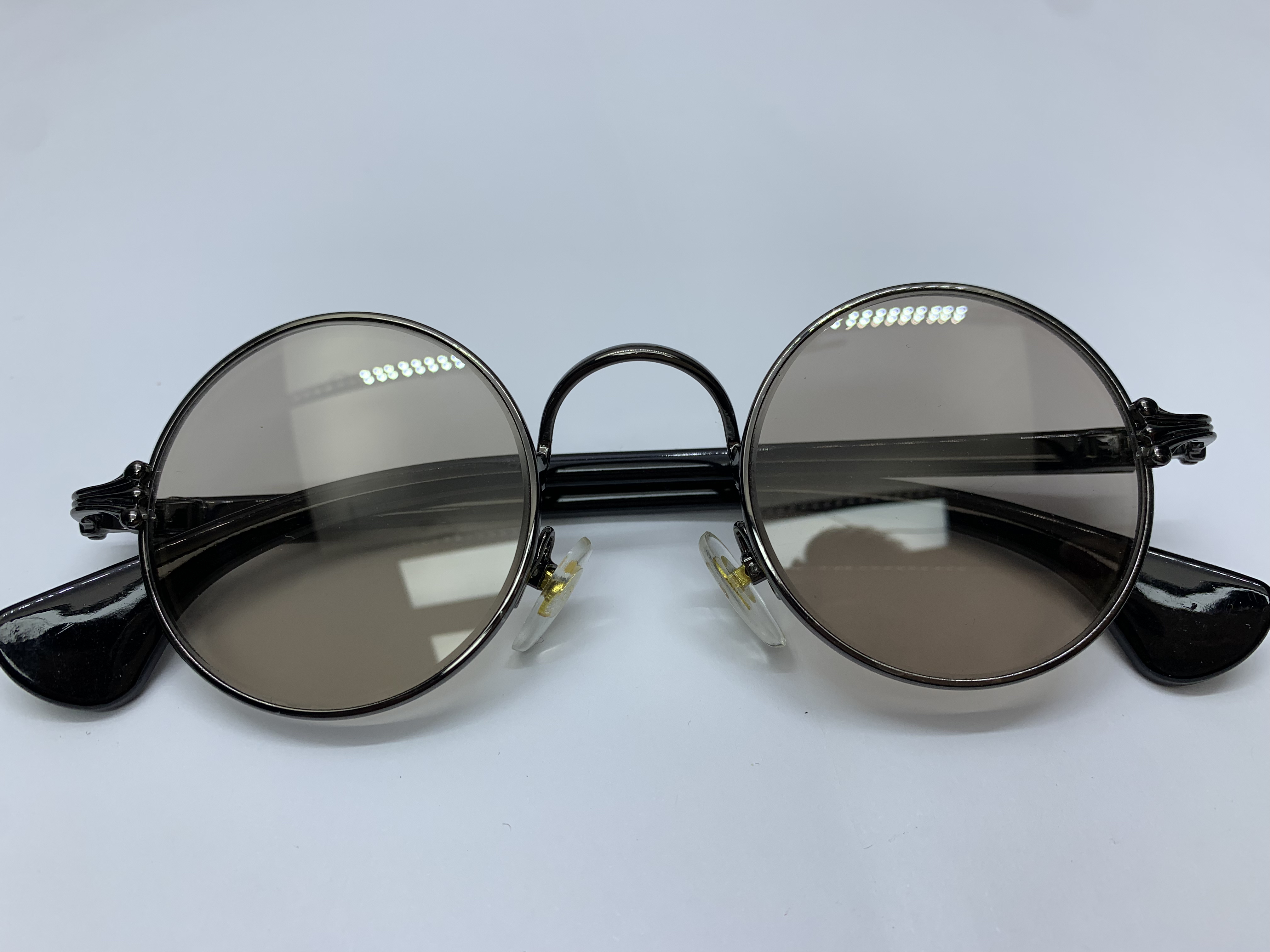 文艺款圆形墨镜平光镜复古太子镜潮流水晶石头眼镜