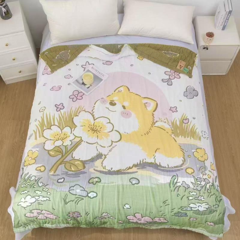 【嬉戏狗】150*200cm A类全棉纱布泡芙被