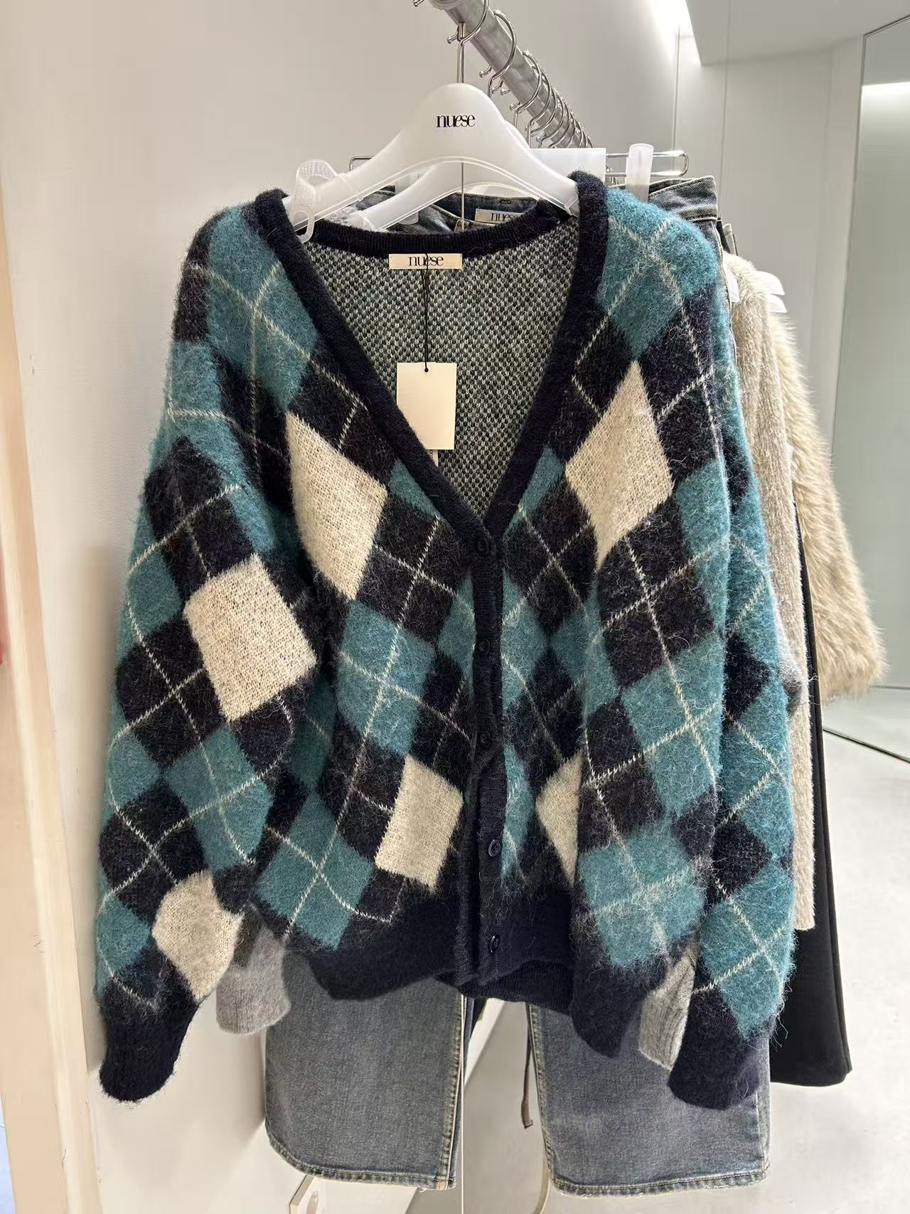 韩国东大门正品女装时尚格子开衫毛衣外套111821（NO退NO换）