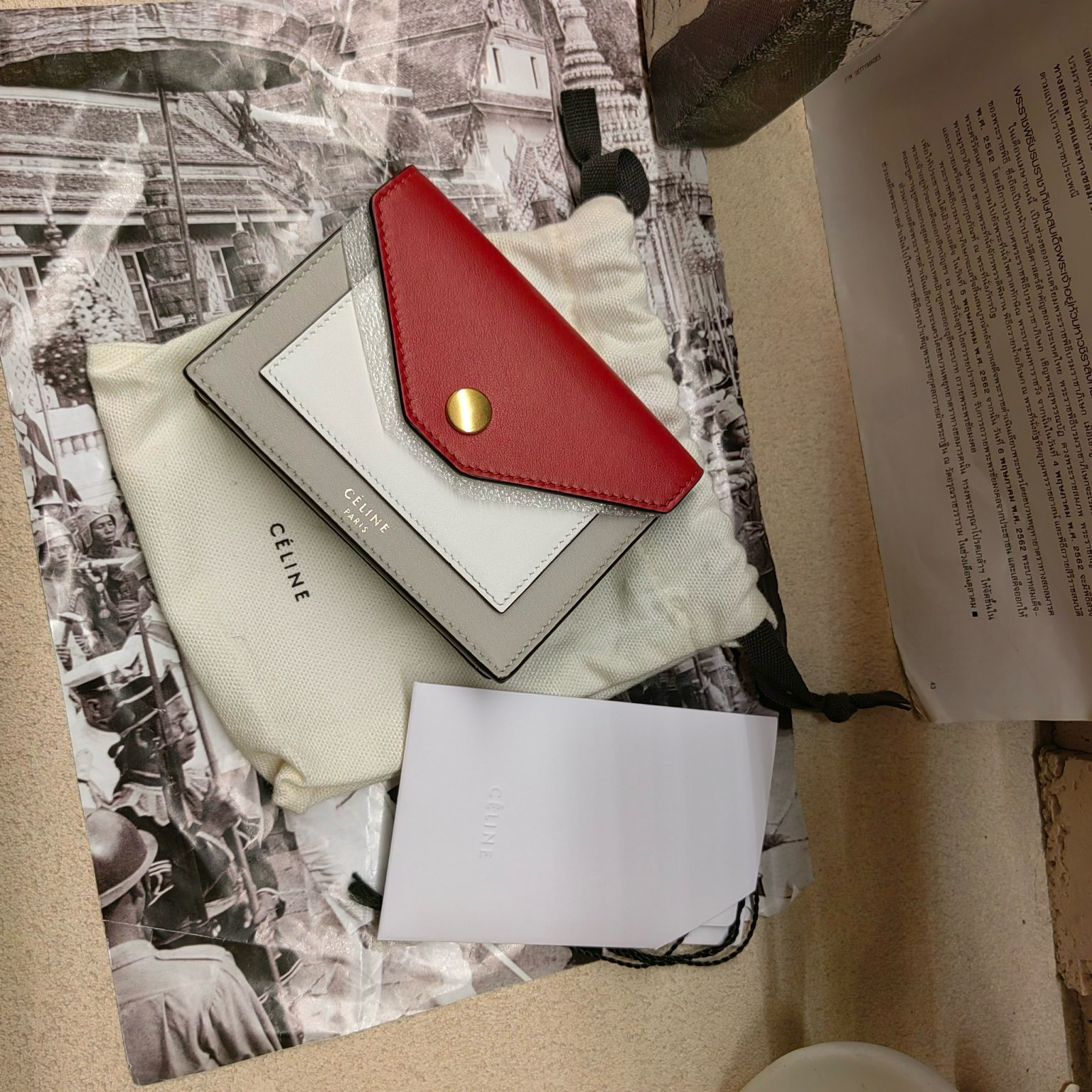 全新未使用 Celine/思琳 米红拼色零钱包 全新