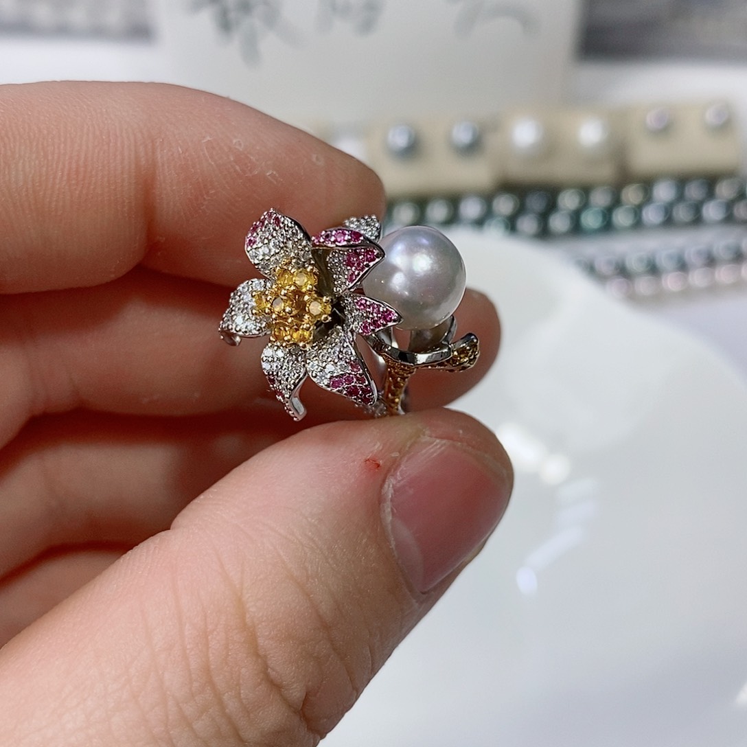 海水珍珠戒指银S925镶嵌