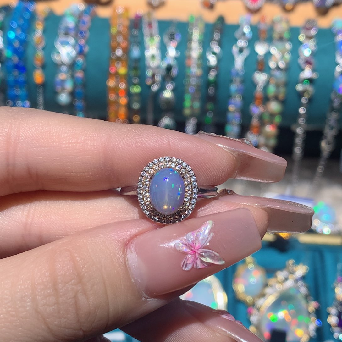 欧泊戒指银S925镶嵌福利