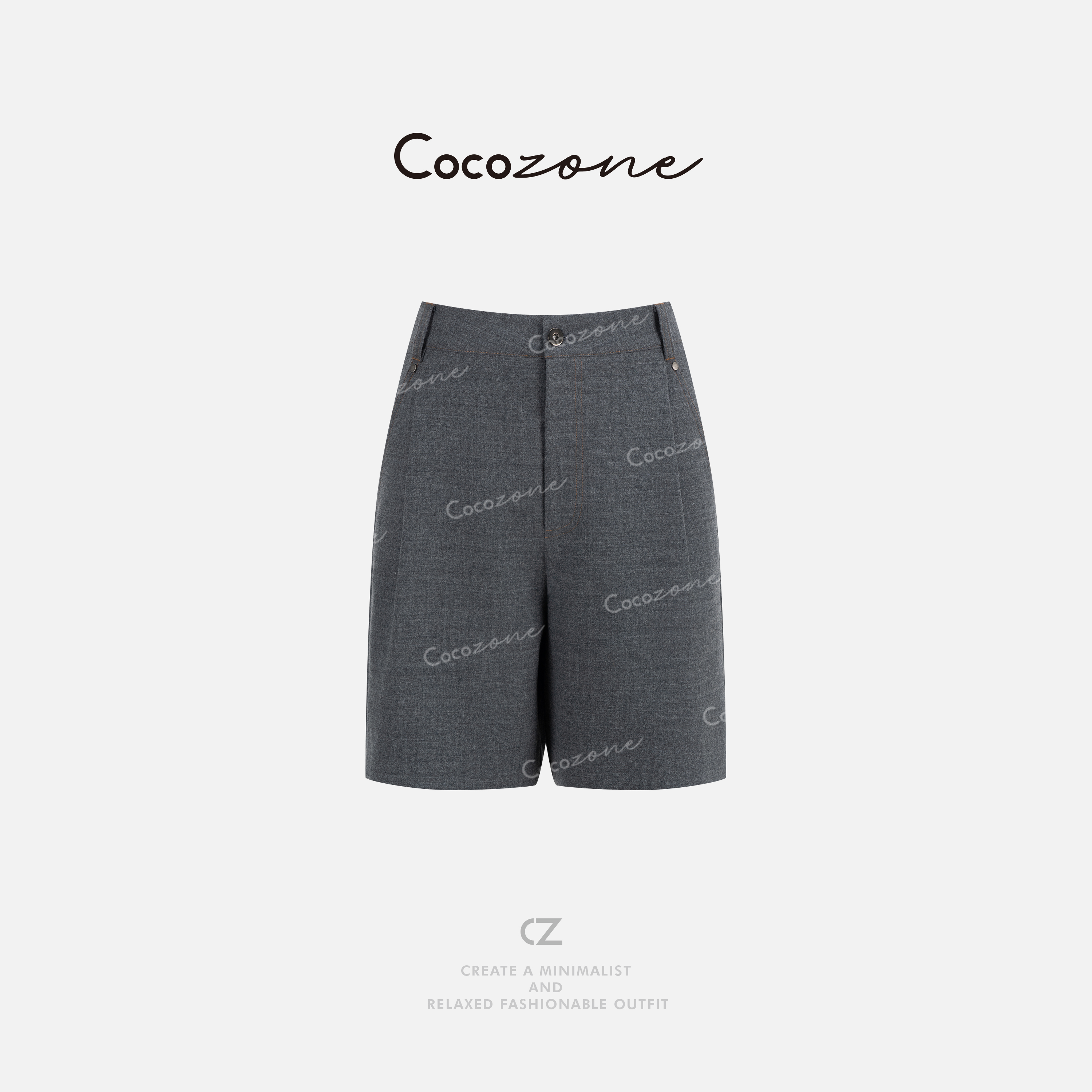 COCO ZONE 刘一一【羊毛混纺】运动风复古简约纯色短裤 CD1A1344