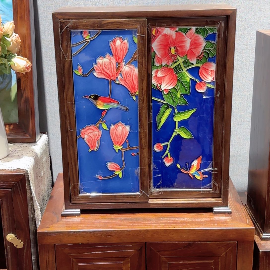 瓷片老榆木实木推拉柜收纳柜特价福利