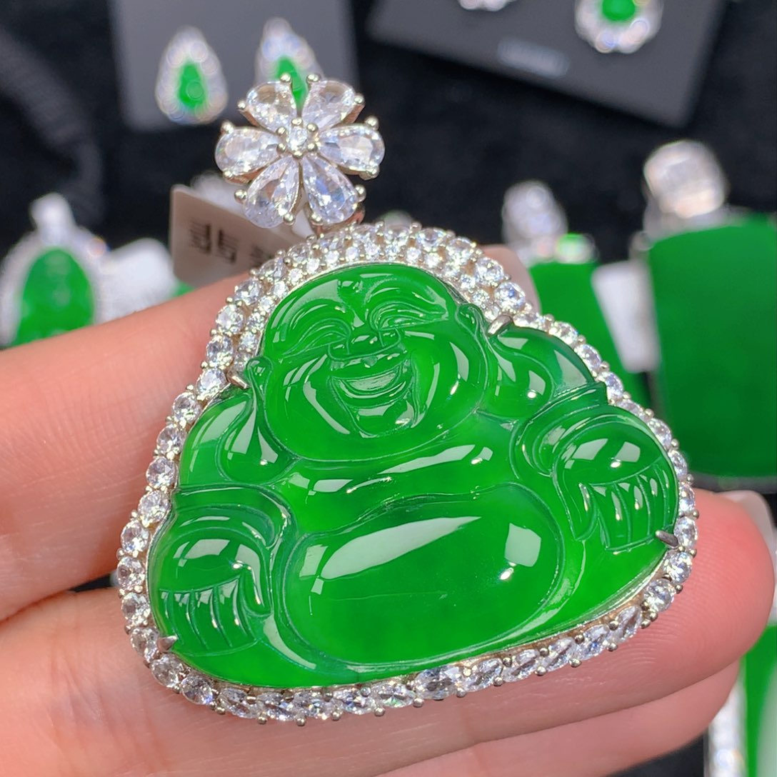 翡翠吊坠(不含链)银S925镶嵌