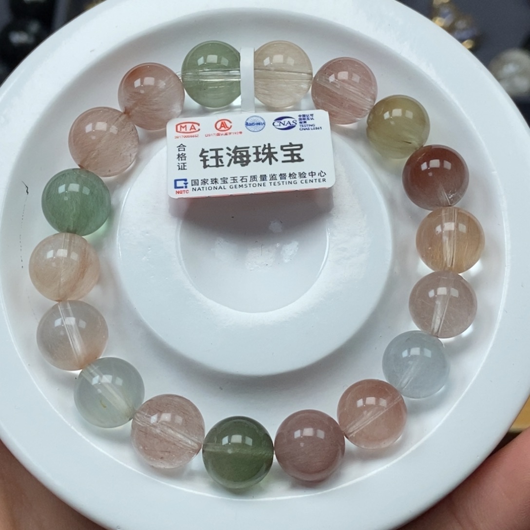 水晶彩兔毛手串未镶嵌10mm