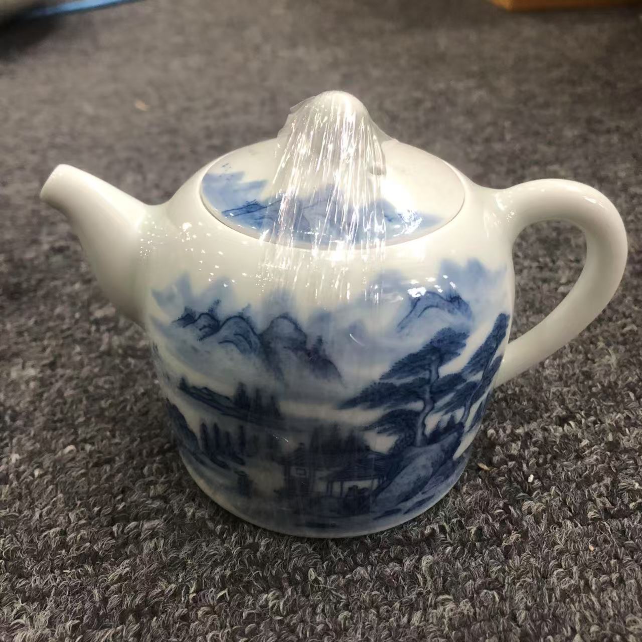 【轻工所】山水青花西施壶景德柴窑  景德镇  瓷器 yztc0153