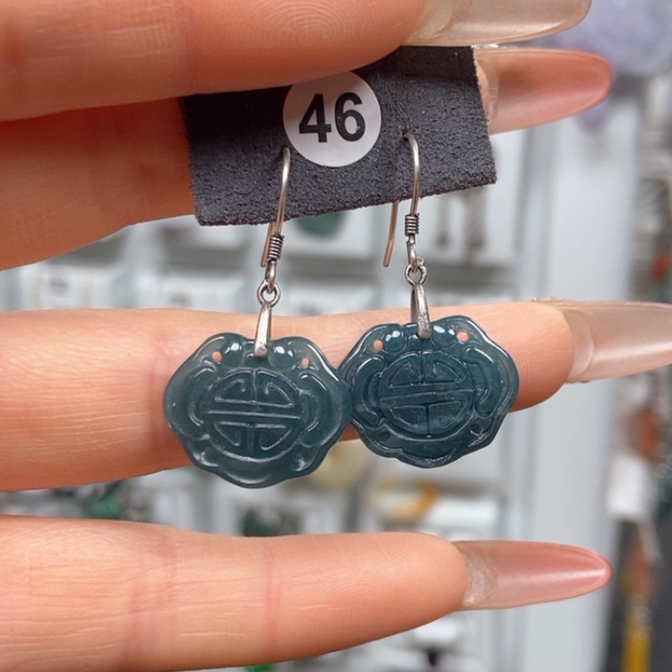 【闪购商品】翡翠耳饰银S925镶嵌耳饰