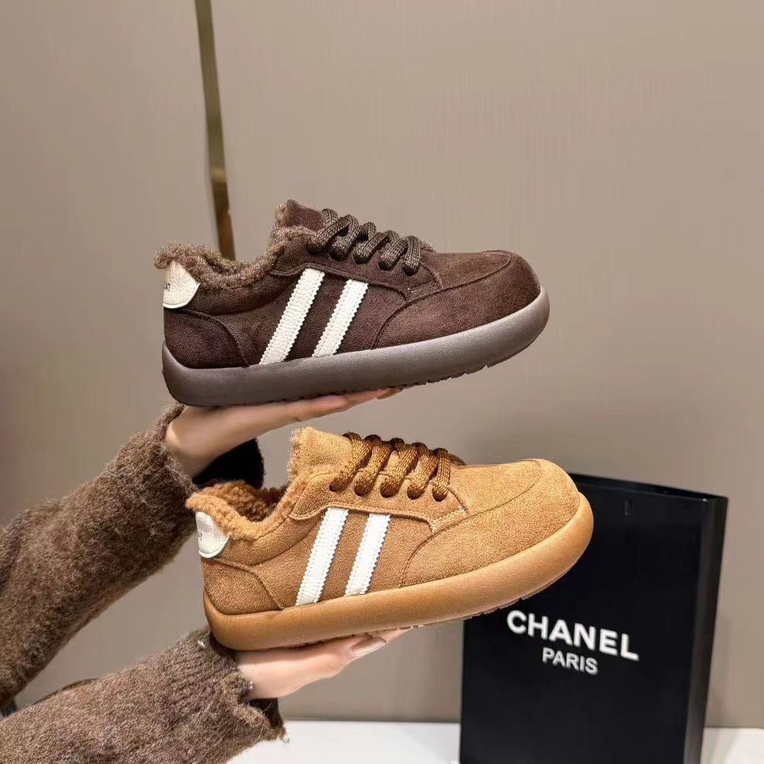 厚底德训鞋女加绒保暖棉鞋新款冬季学生休闲运动女鞋二棉板鞋