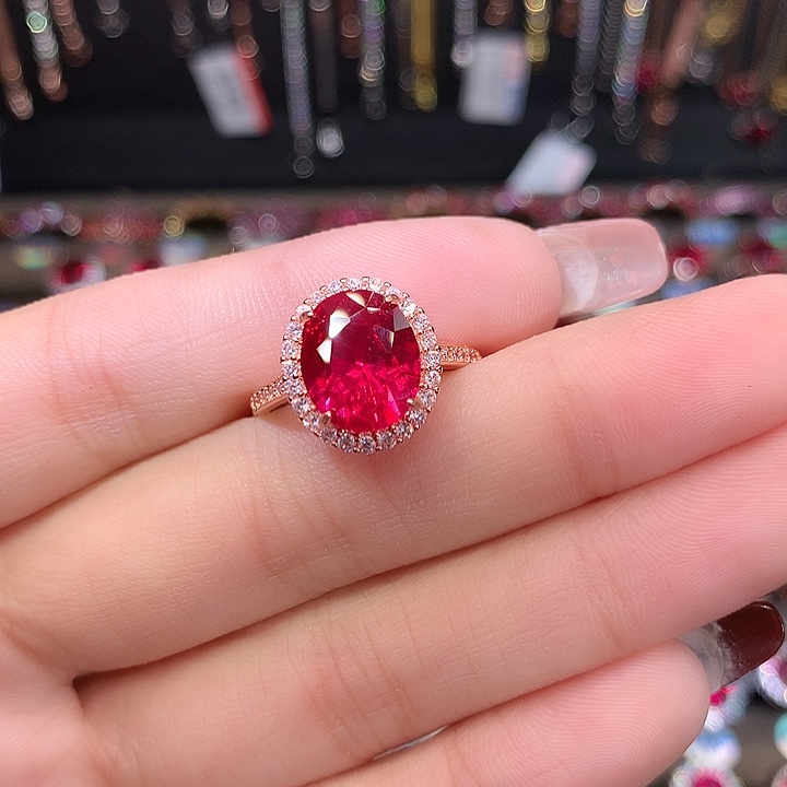 红宝石戒指银S925镶嵌911