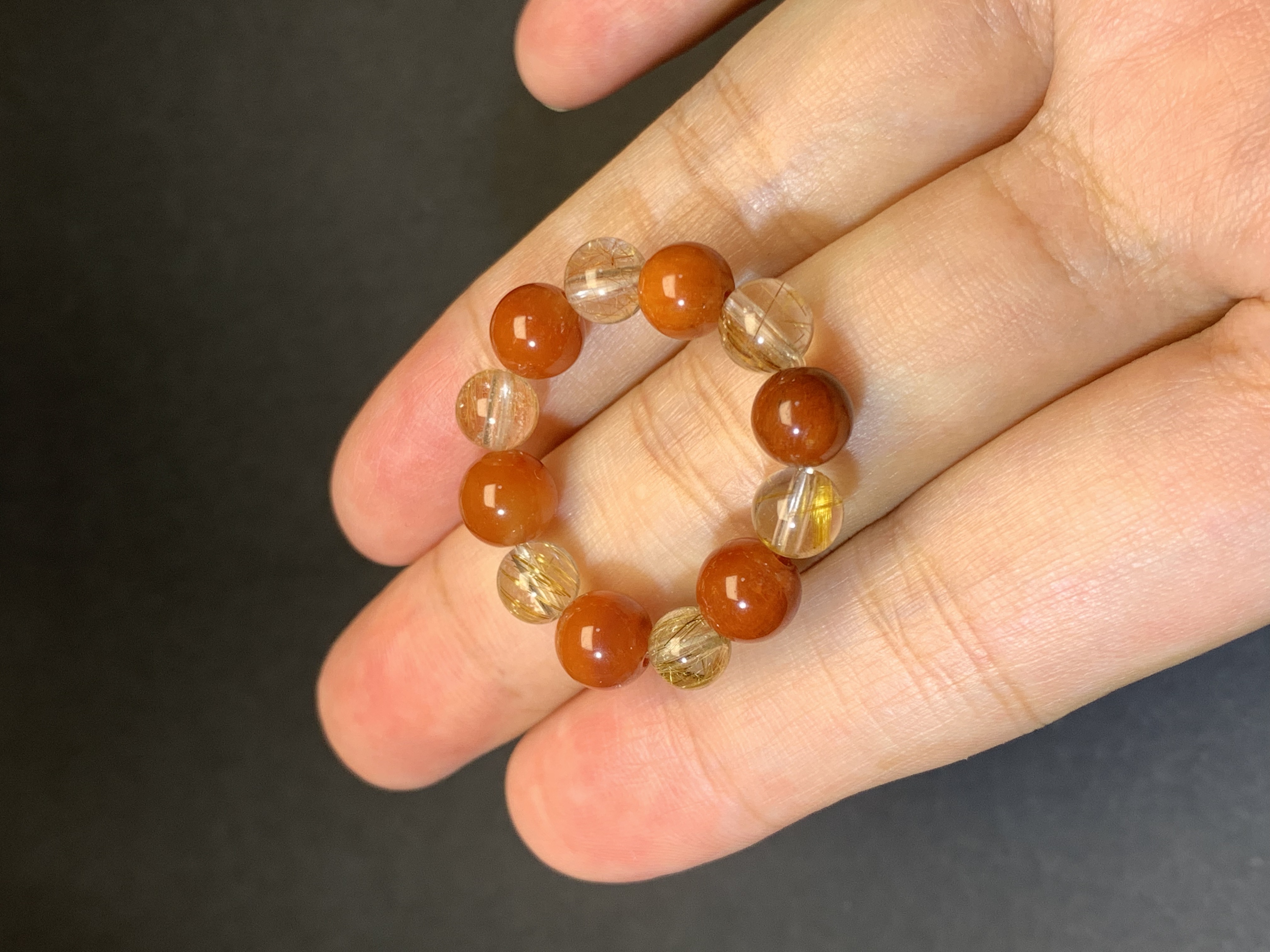 【星聚】6mm+招财进宝极光发晶戒圈女天然水晶招财水晶多样性发其一