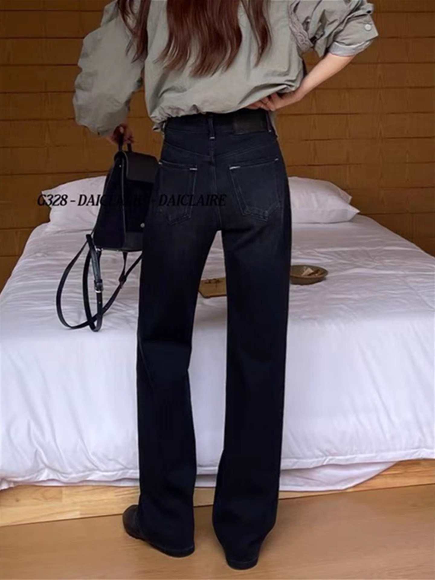 xx 加绒 G328-1 miu蓝灰色直筒阔腿拖地裤~承包整个冬天穿搭~