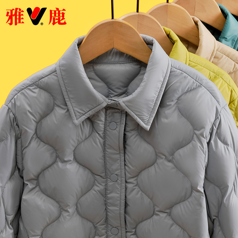 雅鹿反季2025新款洋气轻薄羽绒服男童女童宝宝中大童短款冬季外套