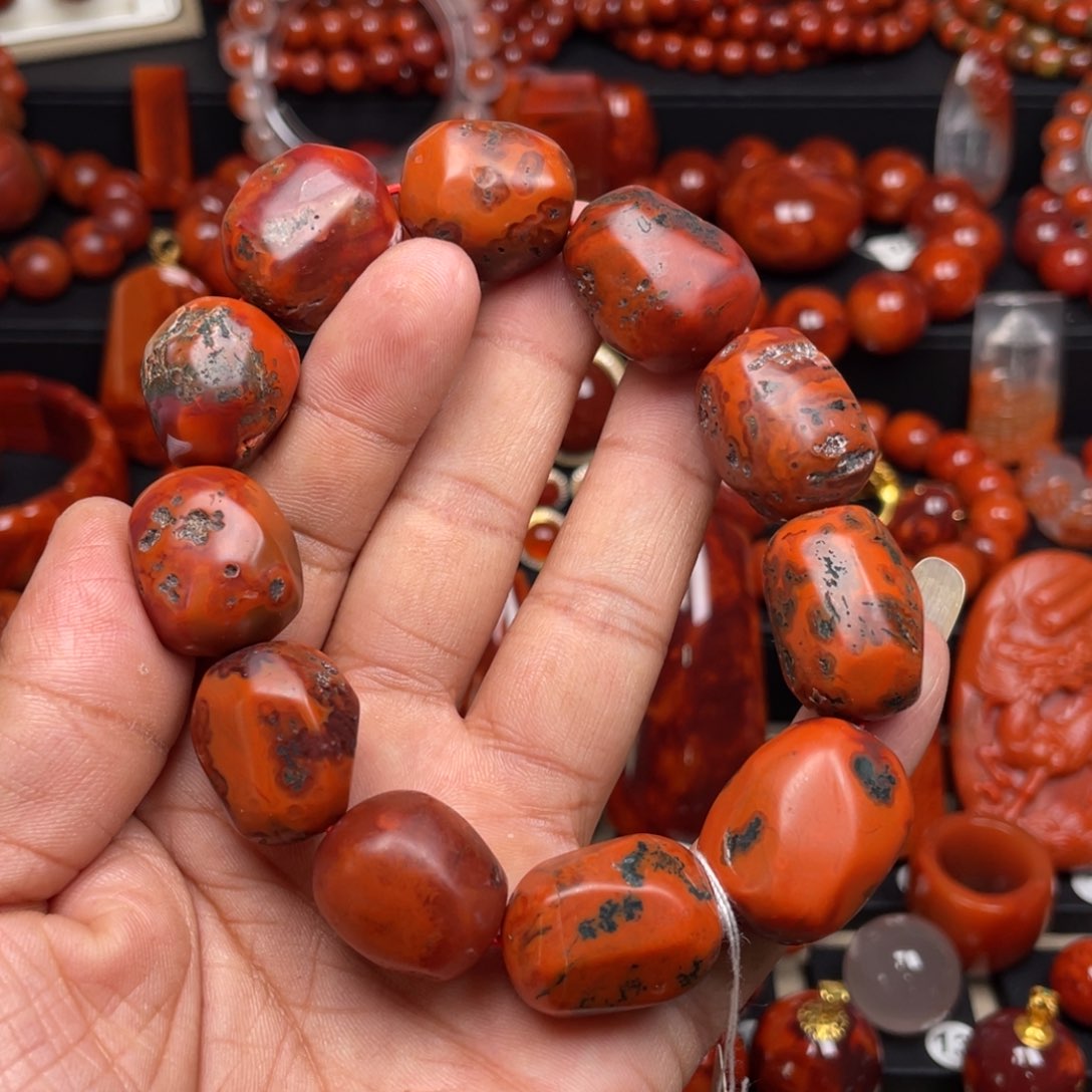 南红玛瑙未镶嵌珠宝奇石单圈