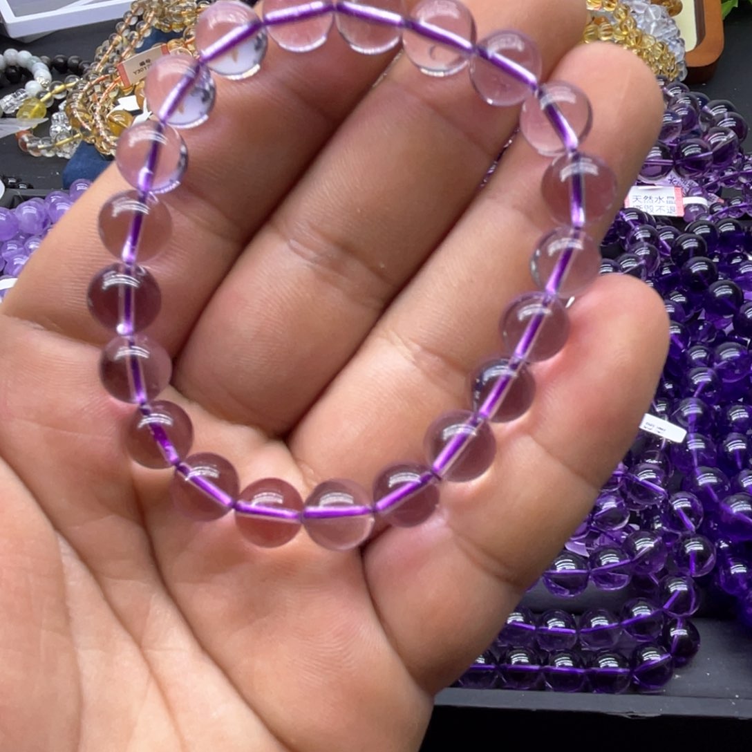 紫晶手链未镶嵌玻利维亚紫水晶卡9克重22.5
