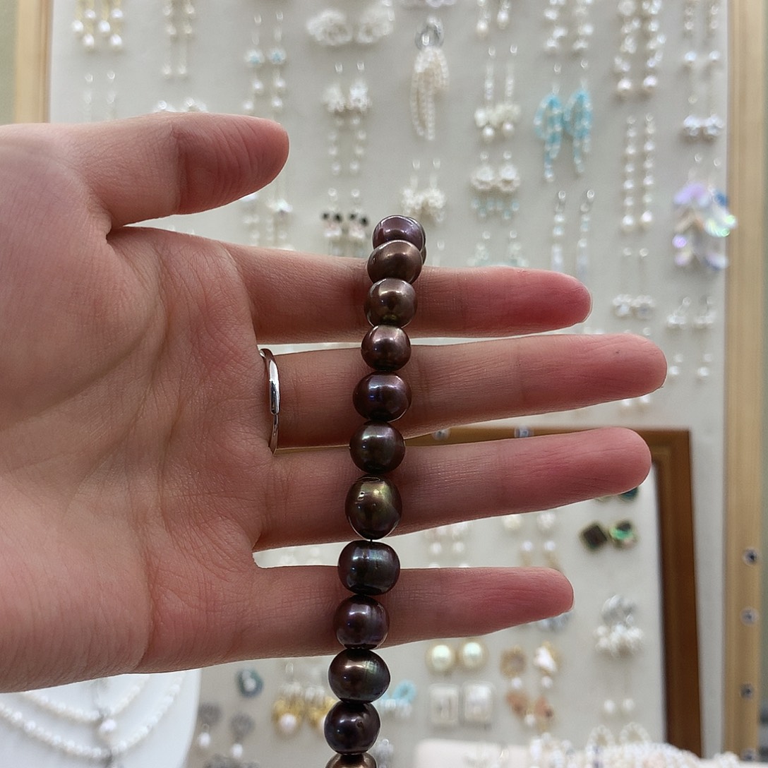 淡水珍珠银S925镶嵌耳饰